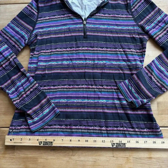 CHAPS SPORT LARGE Purple Multi-Color Striped Zip Mock Neck Western Shirt Jacket - Picture 6 of 10